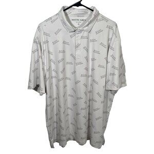 Matte Grey Golf Polo Shirt Mens Size 2XL XXL 5 O'Clock Somewhere White SS